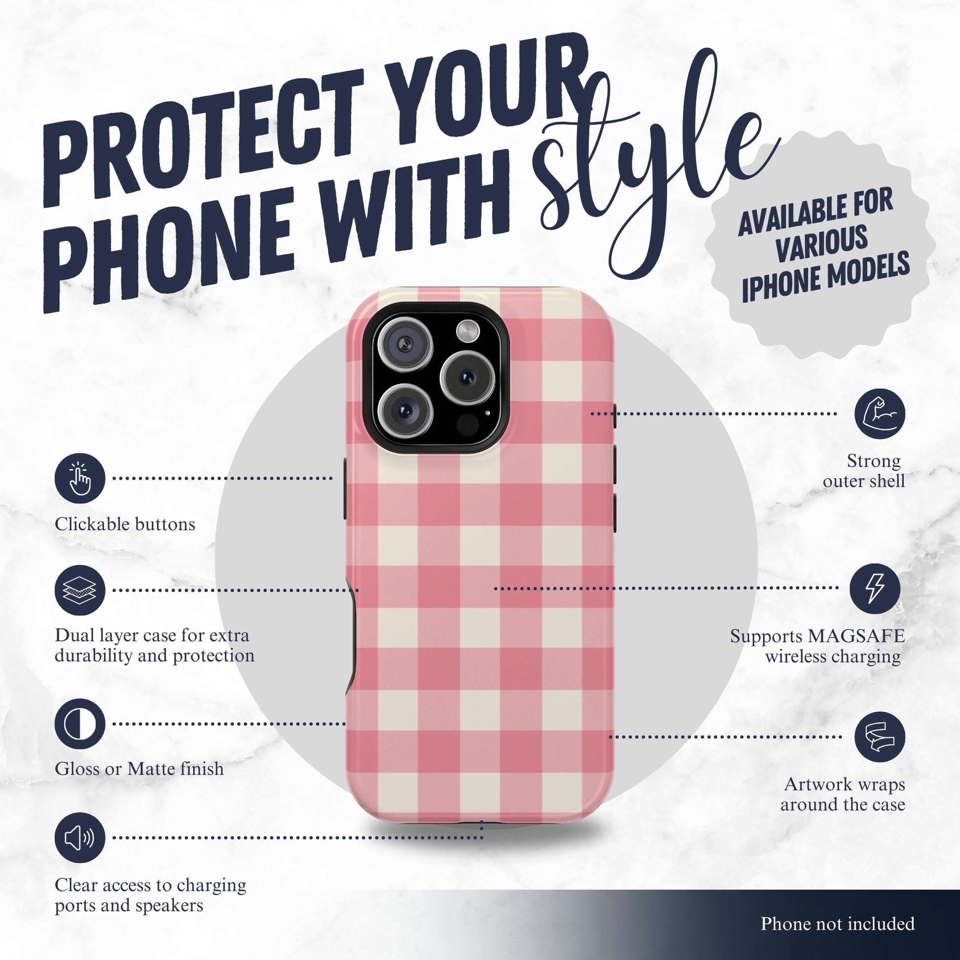 Pretty Pink - Magsafe iPhone Case Phone Case-aesthetic phone case-shockproof phone case-cute phone case-designer phone case-elegant phone case-luxury phone case-phone accessories-fashion accessory