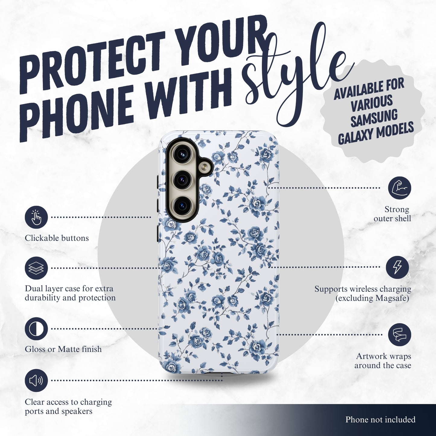 Porcelain Petals - Samsung Galaxy Case Phone Case-aesthetic phone case-shockproof phone case-cute phone case-designer phone case-elegant phone case-luxury phone case-phone accessories-fashion accessory