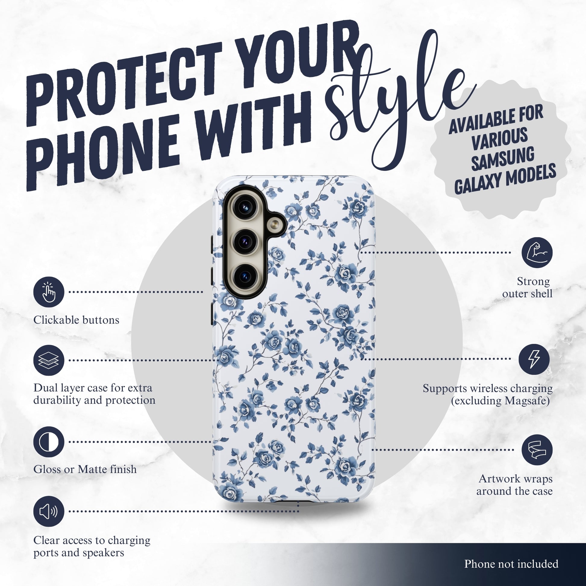 Porcelain Petals - Samsung Galaxy Case Phone Case-aesthetic phone case-shockproof phone case-cute phone case-designer phone case-elegant phone case-luxury phone case-phone accessories-fashion accessory