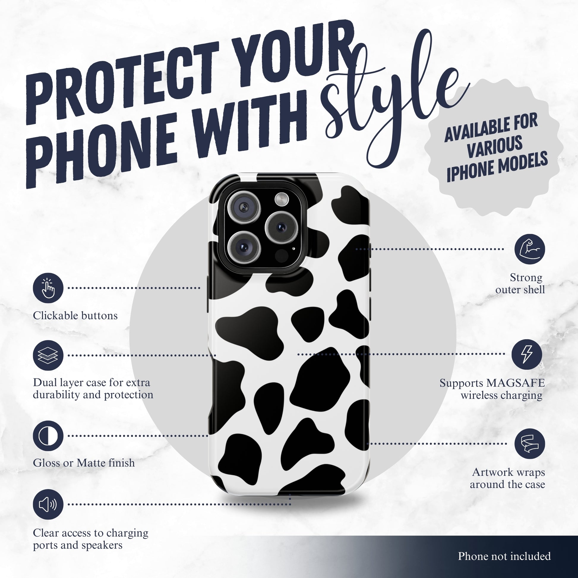 Bovine - Magsafe iPhone Case Phone Case-aesthetic phone case-shockproof phone case-cute phone case-designer phone case-elegant phone case-luxury phone case-phone accessories-fashion accessory
