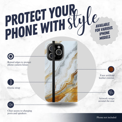 Snowgold - iPhone Flip Case Wallet, Leather Folio Case Phone Case-aesthetic phone case-shockproof phone case-cute phone case-designer phone case-elegant phone case-luxury phone case-phone accessories-fashion accessory