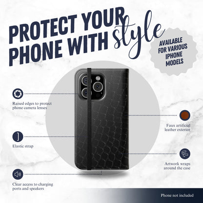 Black Viper - iPhone Flip Case Wallet, Leather Folio Case Phone Case-aesthetic phone case-shockproof phone case-cute phone case-designer phone case-elegant phone case-luxury phone case-phone accessories-fashion accessory