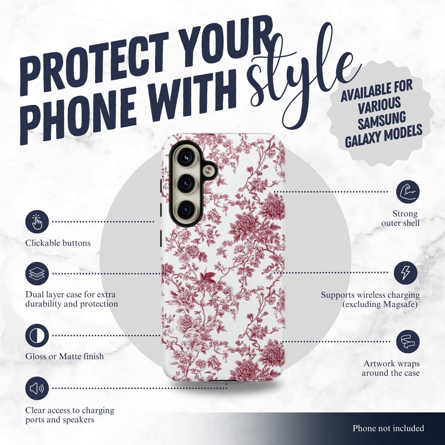 Scarlet Toile - Samsung Galaxy Case Phone Case-aesthetic phone case-shockproof phone case-cute phone case-designer phone case-elegant phone case-luxury phone case-phone accessories-fashion accessory