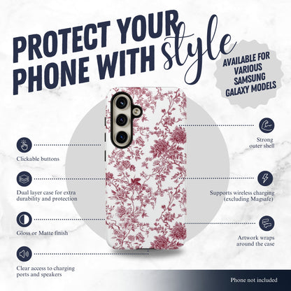 Scarlet Toile - Samsung Galaxy Case Phone Case-aesthetic phone case-shockproof phone case-cute phone case-designer phone case-elegant phone case-luxury phone case-phone accessories-fashion accessory