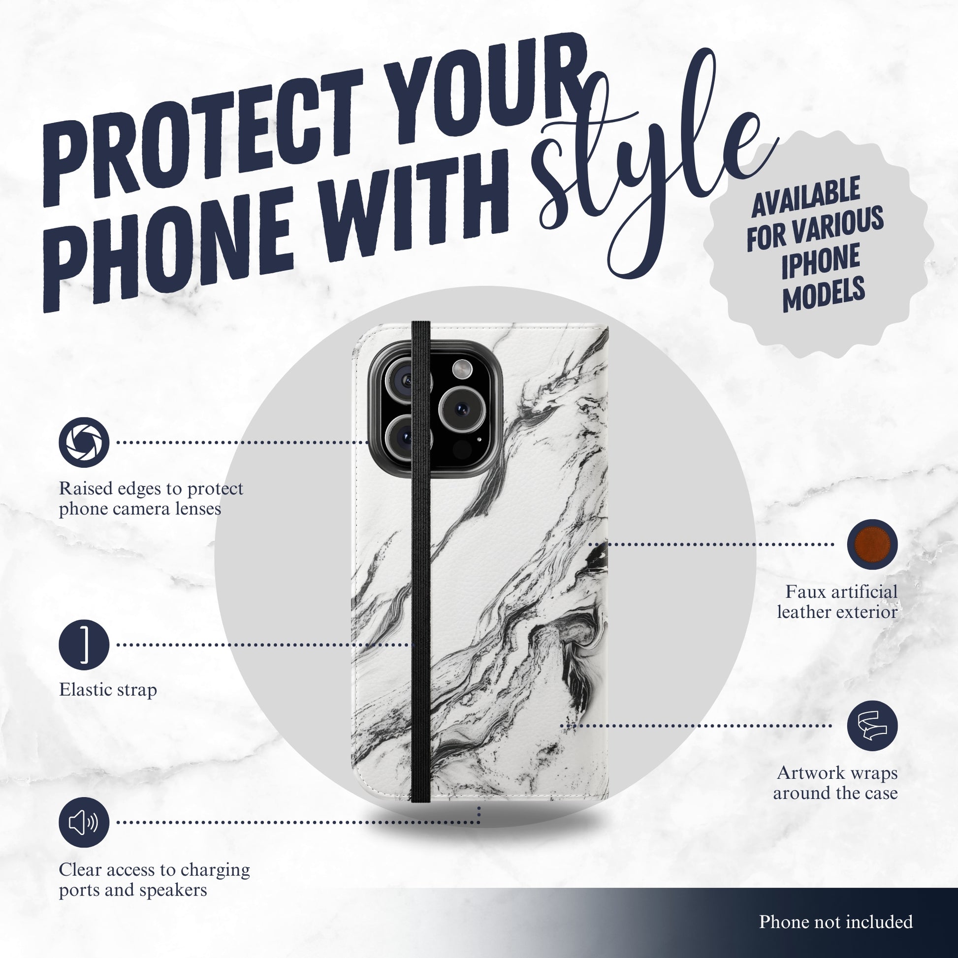 Contrast - iPhone Flip Case Wallet, Leather Folio Case Phone Case-aesthetic phone case-shockproof phone case-cute phone case-designer phone case-elegant phone case-luxury phone case-phone accessories-fashion accessory