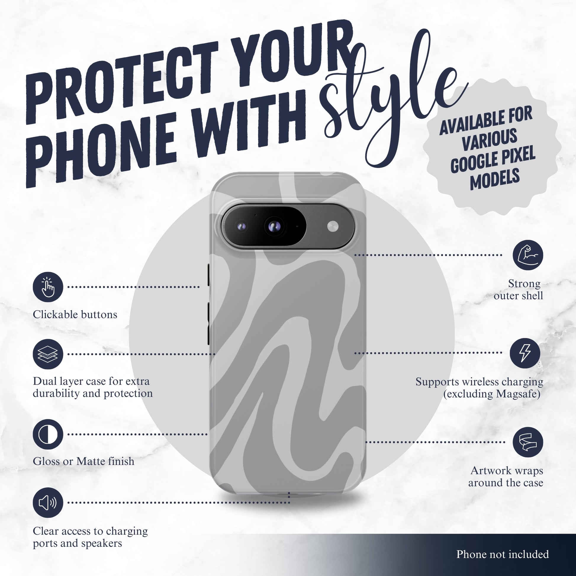 Grayscale - Google Pixel Case Phone Case-aesthetic phone case-shockproof phone case-cute phone case-designer phone case-elegant phone case-luxury phone case-phone accessories-fashion accessory