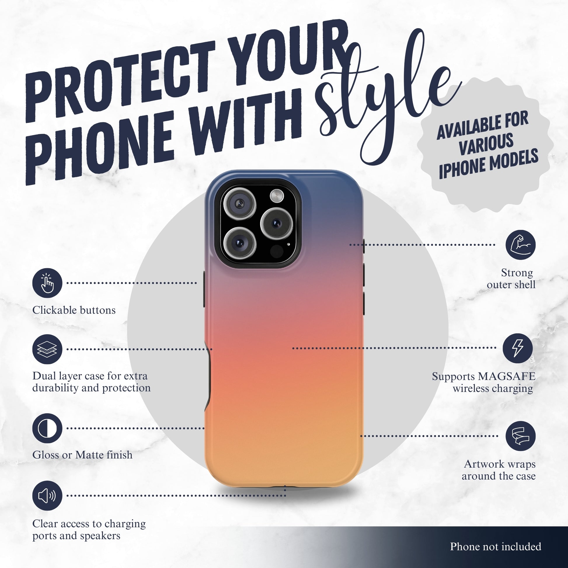 Sunset Aura - Magsafe iPhone Case Phone Case-aesthetic phone case-shockproof phone case-cute phone case-designer phone case-elegant phone case-luxury phone case-phone accessories-fashion accessory