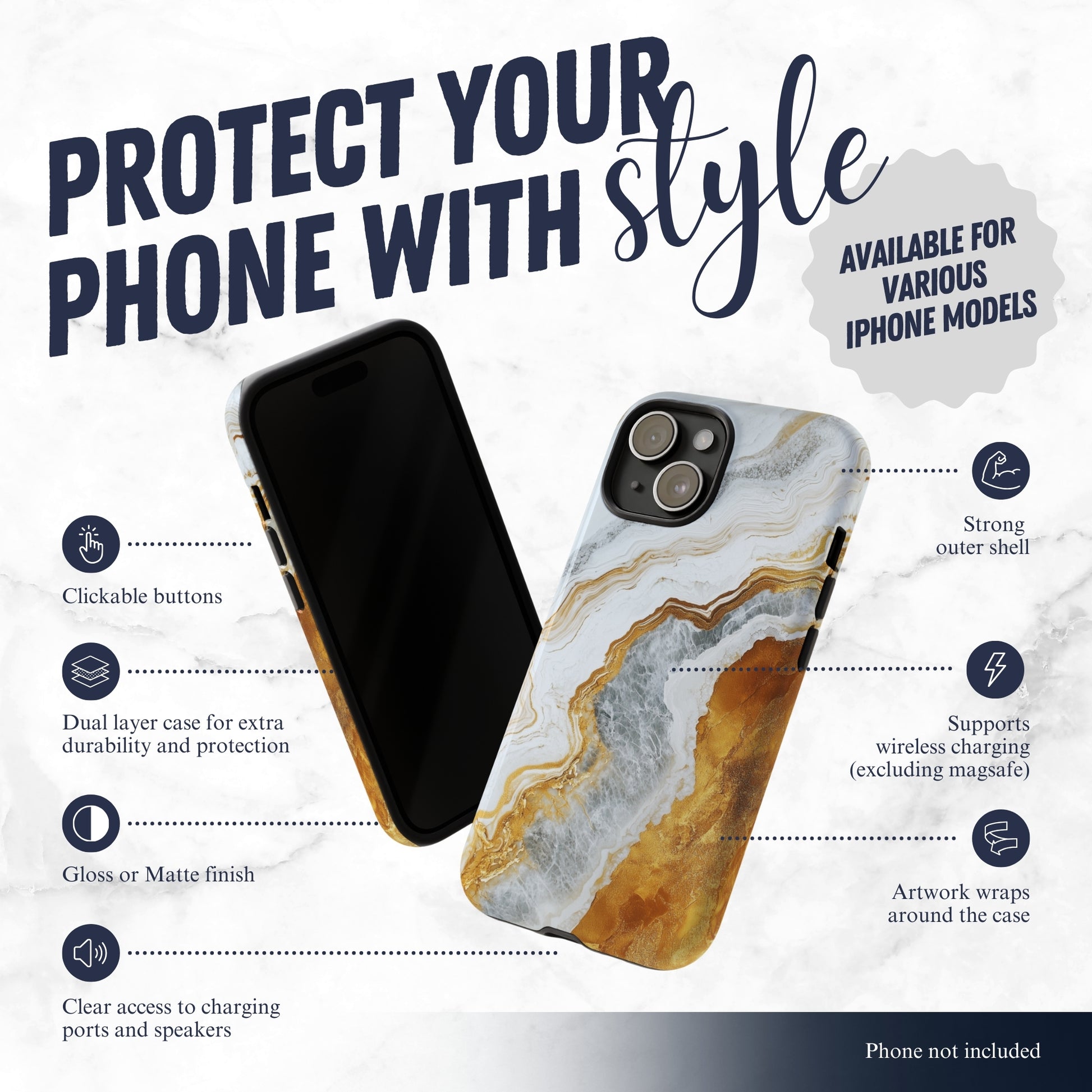 Snowgold - iPhone Case Phone Case-aesthetic phone case-shockproof phone case-cute phone case-designer phone case-elegant phone case-luxury phone case-phone accessories-fashion accessory