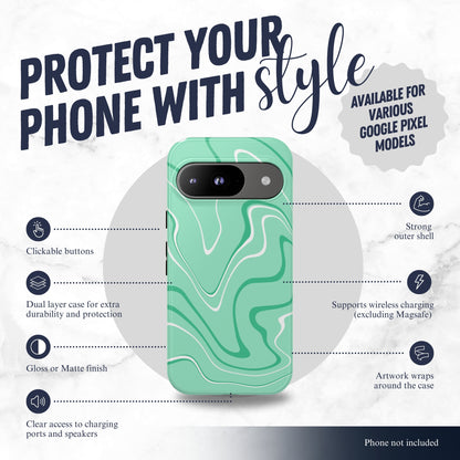 Seafoam Swish - Google Pixel Case Phone Case-aesthetic phone case-shockproof phone case-cute phone case-designer phone case-elegant phone case-luxury phone case-phone accessories-fashion accessory