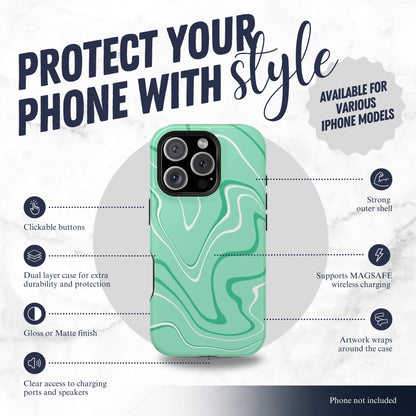 Seafoam Swish - Magsafe iPhone Case Phone Case-aesthetic phone case-shockproof phone case-cute phone case-designer phone case-elegant phone case-luxury phone case-phone accessories-fashion accessory