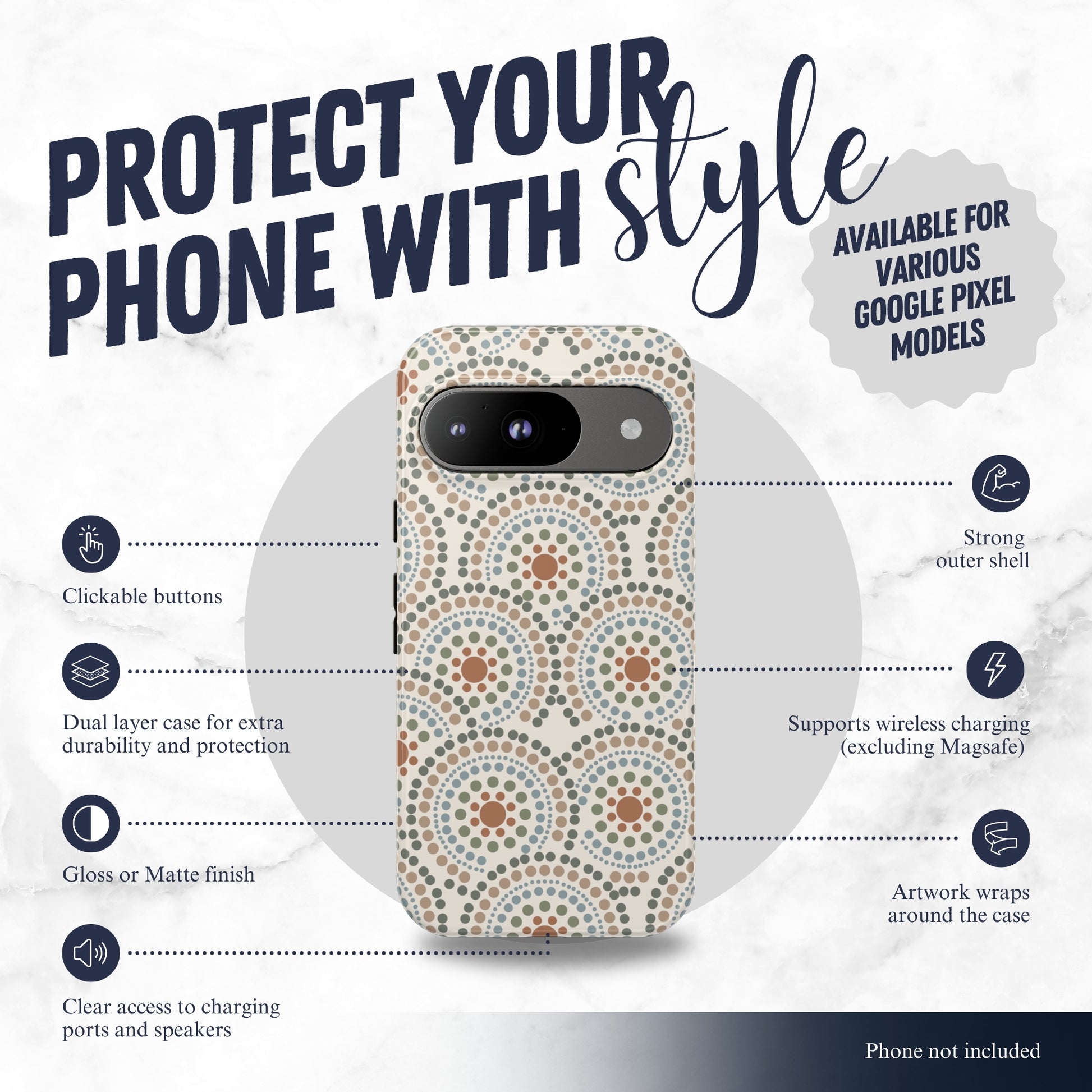 Mandala Rhythm - Google Pixel Case Phone Case-aesthetic phone case-shockproof phone case-cute phone case-designer phone case-elegant phone case-luxury phone case-phone accessories-fashion accessory