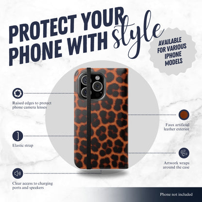 Animal Allure - iPhone Flip Case Wallet, Leather Folio Case Phone Case-aesthetic phone case-shockproof phone case-cute phone case-designer phone case-elegant phone case-luxury phone case-phone accessories-fashion accessory