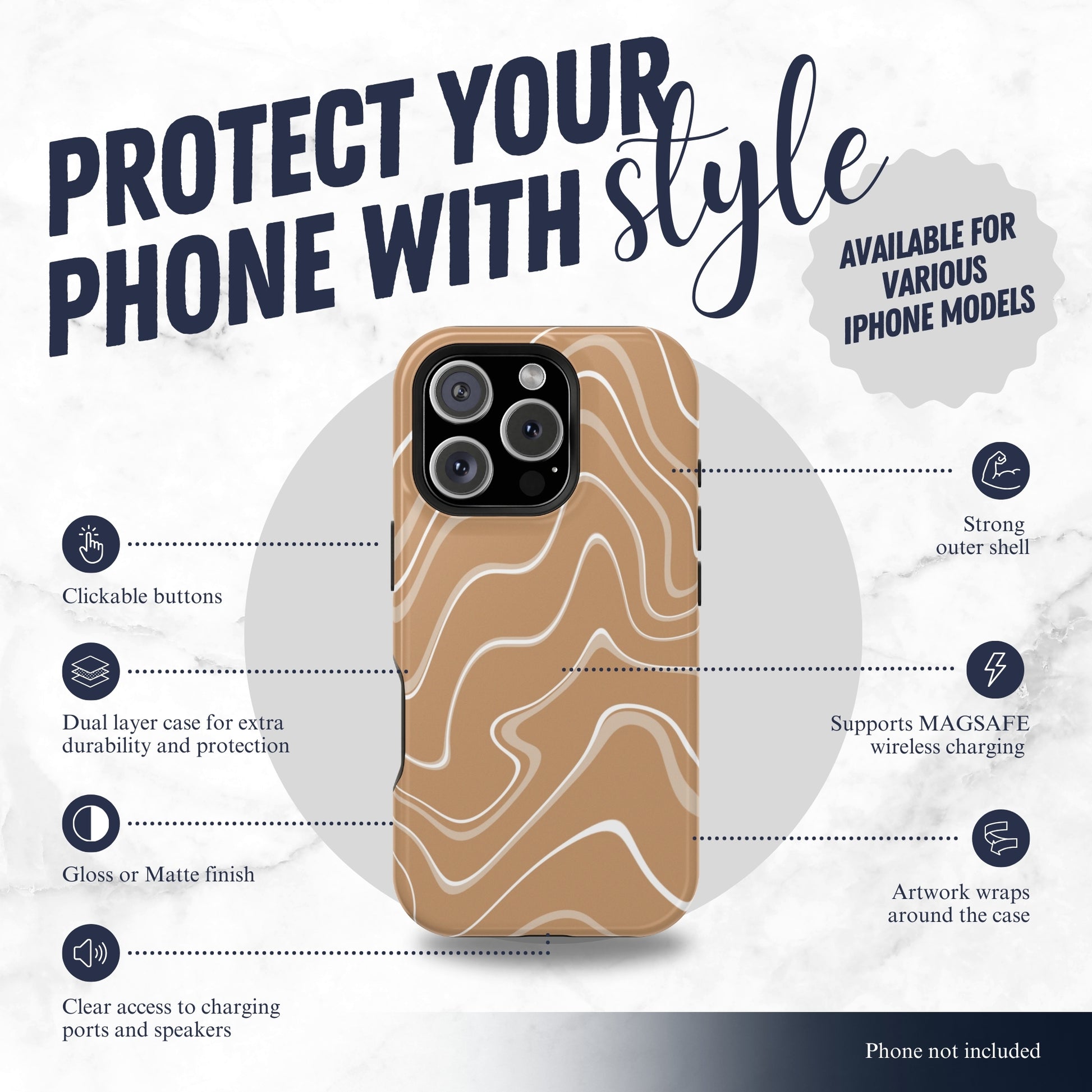 Toffee Twirl - Magsafe iPhone Case Phone Case-aesthetic phone case-shockproof phone case-cute phone case-designer phone case-elegant phone case-luxury phone case-phone accessories-fashion accessory