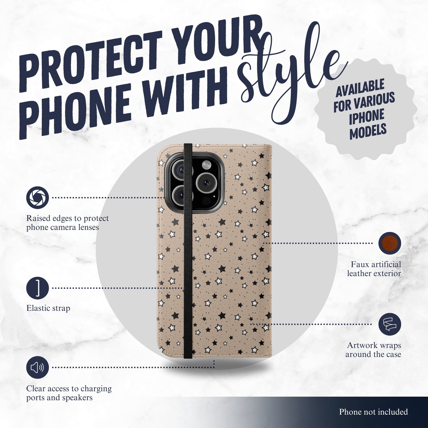 Stargazer - iPhone Flip Case Wallet, Leather Folio Case Phone Case-aesthetic phone case-shockproof phone case-cute phone case-designer phone case-elegant phone case-luxury phone case-phone accessories-fashion accessory