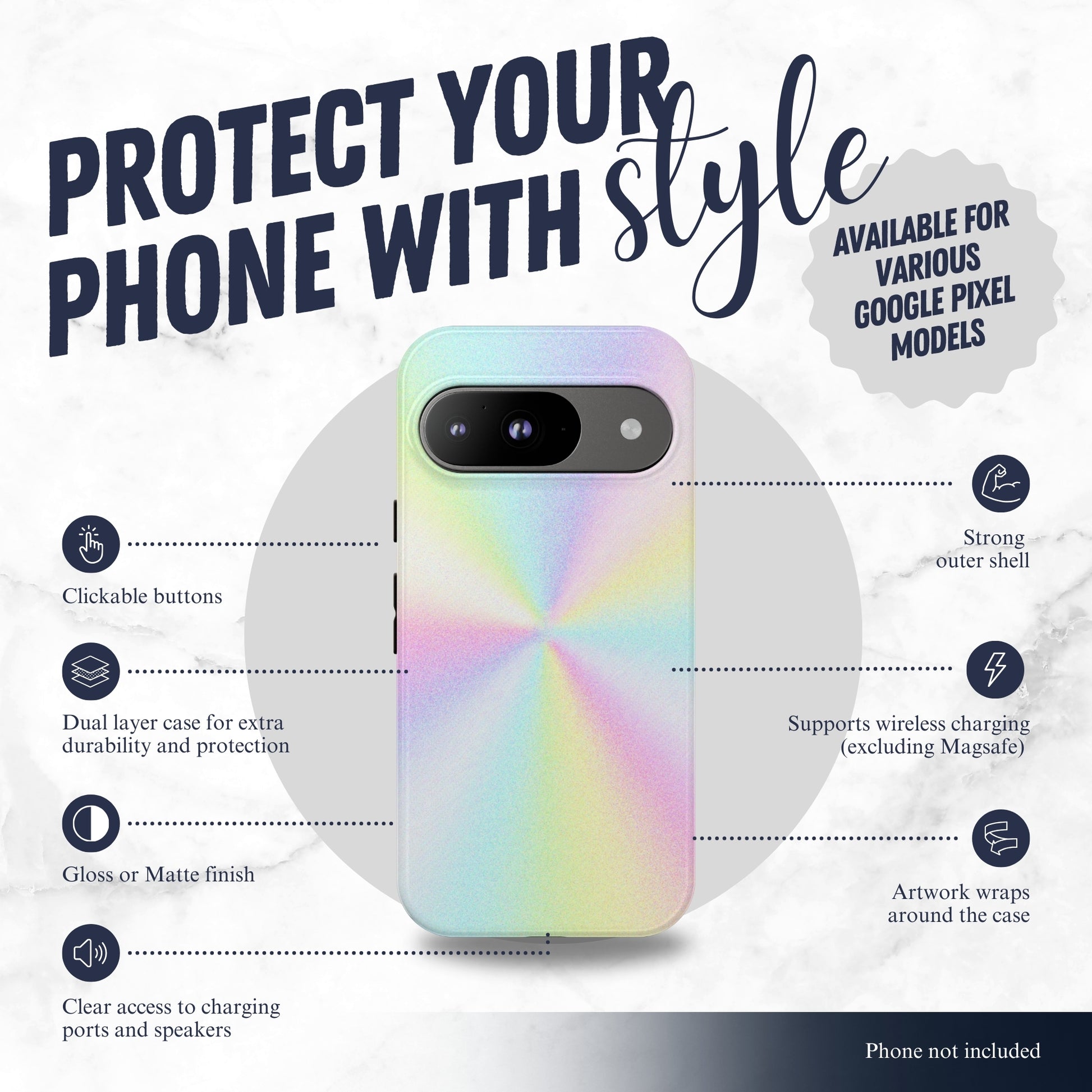 Rainbow Prism - Google Pixel Case Phone Case-aesthetic phone case-shockproof phone case-cute phone case-designer phone case-elegant phone case-luxury phone case-phone accessories-fashion accessory