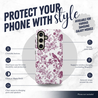 Mauve Toile - Samsung Galaxy Case Phone Case-aesthetic phone case-shockproof phone case-cute phone case-designer phone case-elegant phone case-luxury phone case-phone accessories-fashion accessory