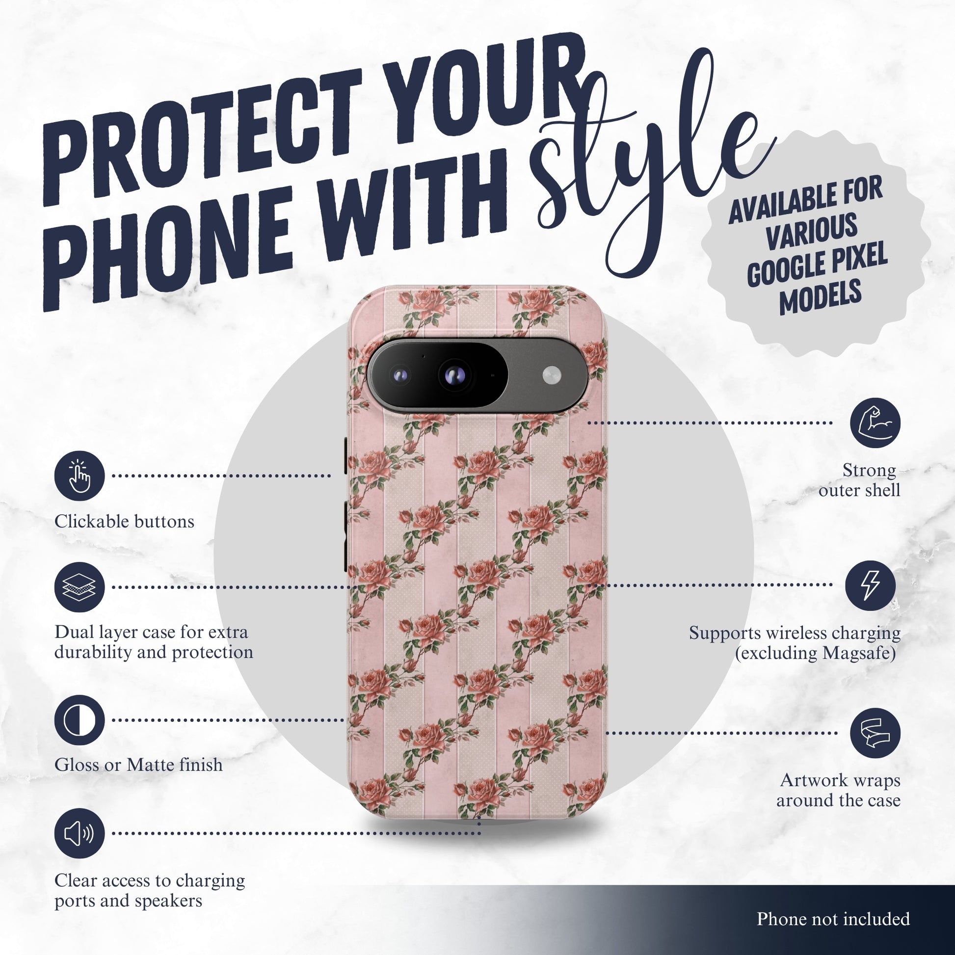 Rose Parlor - Google Pixel Case Phone Case-aesthetic phone case-shockproof phone case-cute phone case-designer phone case-elegant phone case-luxury phone case-phone accessories-fashion accessory