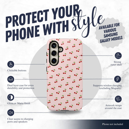 Cherry Crush - Samsung Galaxy Case Phone Case-aesthetic phone case-shockproof phone case-cute phone case-designer phone case-elegant phone case-luxury phone case-phone accessories-fashion accessory
