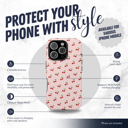 Cherry Crush - Magsafe iPhone Case Phone Case-aesthetic phone case-shockproof phone case-cute phone case-designer phone case-elegant phone case-luxury phone case-phone accessories-fashion accessory