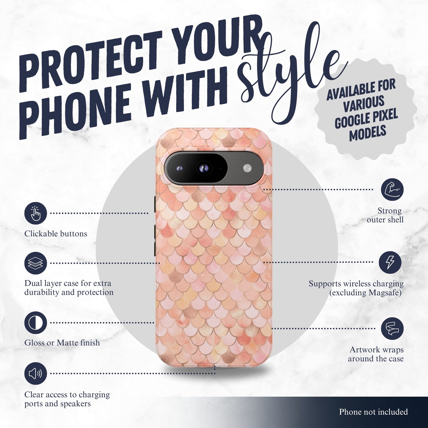Mermaid Scales - Google Pixel Case Phone Case-aesthetic phone case-shockproof phone case-cute phone case-designer phone case-elegant phone case-luxury phone case-phone accessories-fashion accessory
