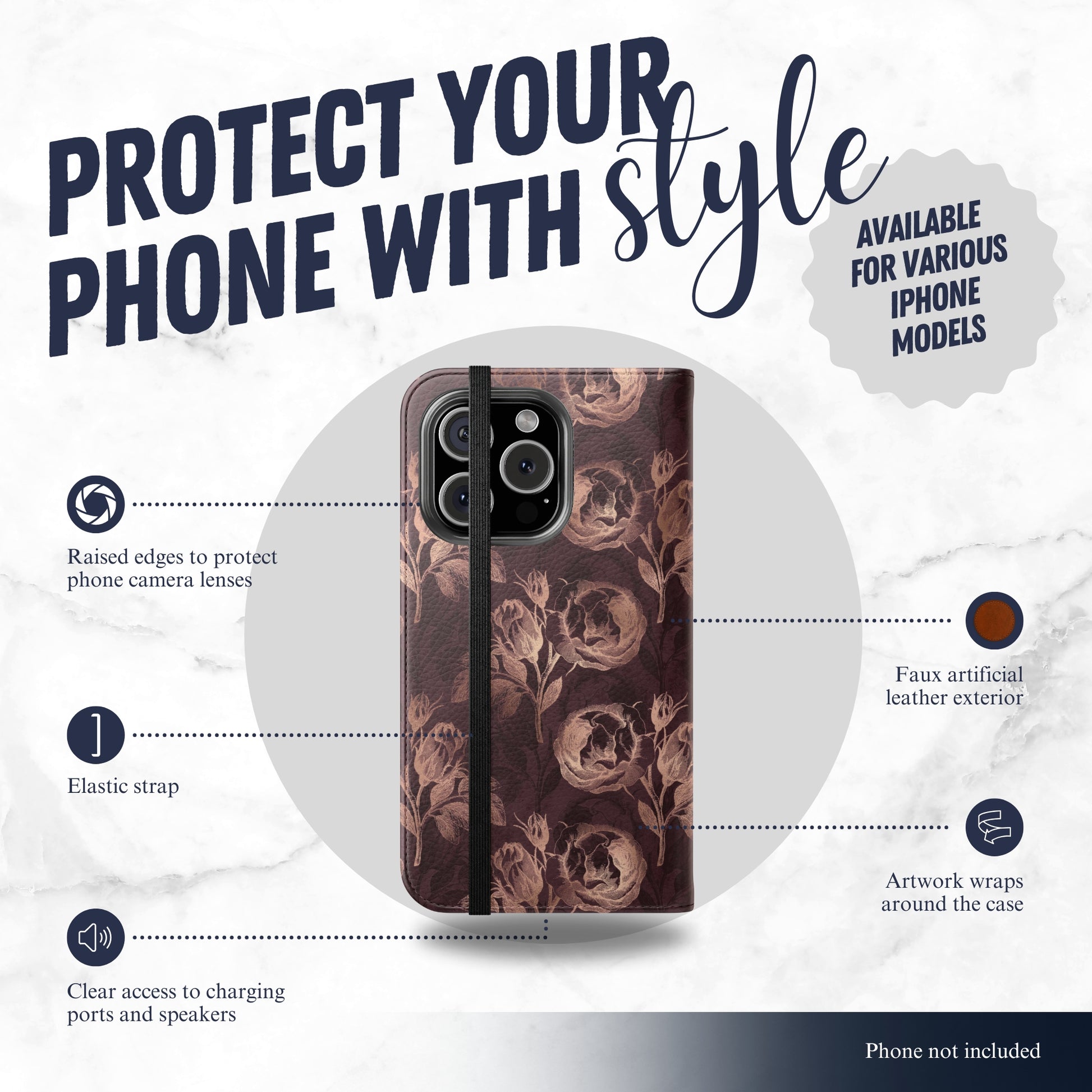 Indulge - iPhone Flip Case Wallet, Leather Folio Case Phone Case-aesthetic phone case-shockproof phone case-cute phone case-designer phone case-elegant phone case-luxury phone case-phone accessories-fashion accessory