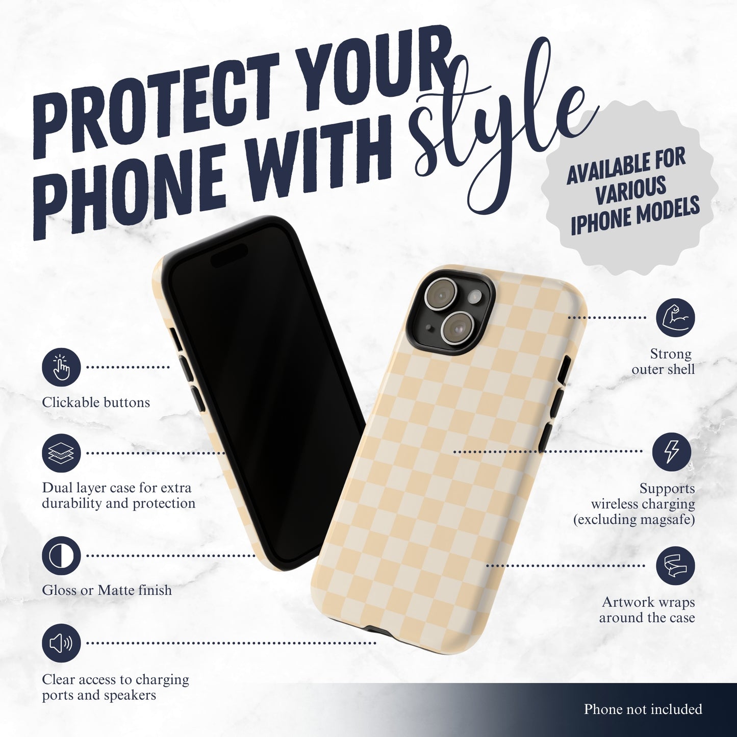 Tan Check - iPhone Case Phone Case-aesthetic phone case-shockproof phone case-cute phone case-designer phone case-elegant phone case-luxury phone case-phone accessories-fashion accessory