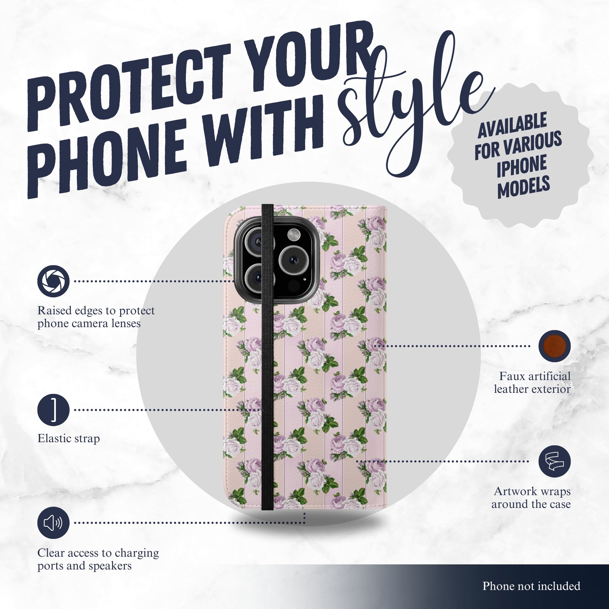 Softly Spoken - iPhone Flip Case Wallet, Leather Folio Case Phone Case-aesthetic phone case-shockproof phone case-cute phone case-designer phone case-elegant phone case-luxury phone case-phone accessories-fashion accessory