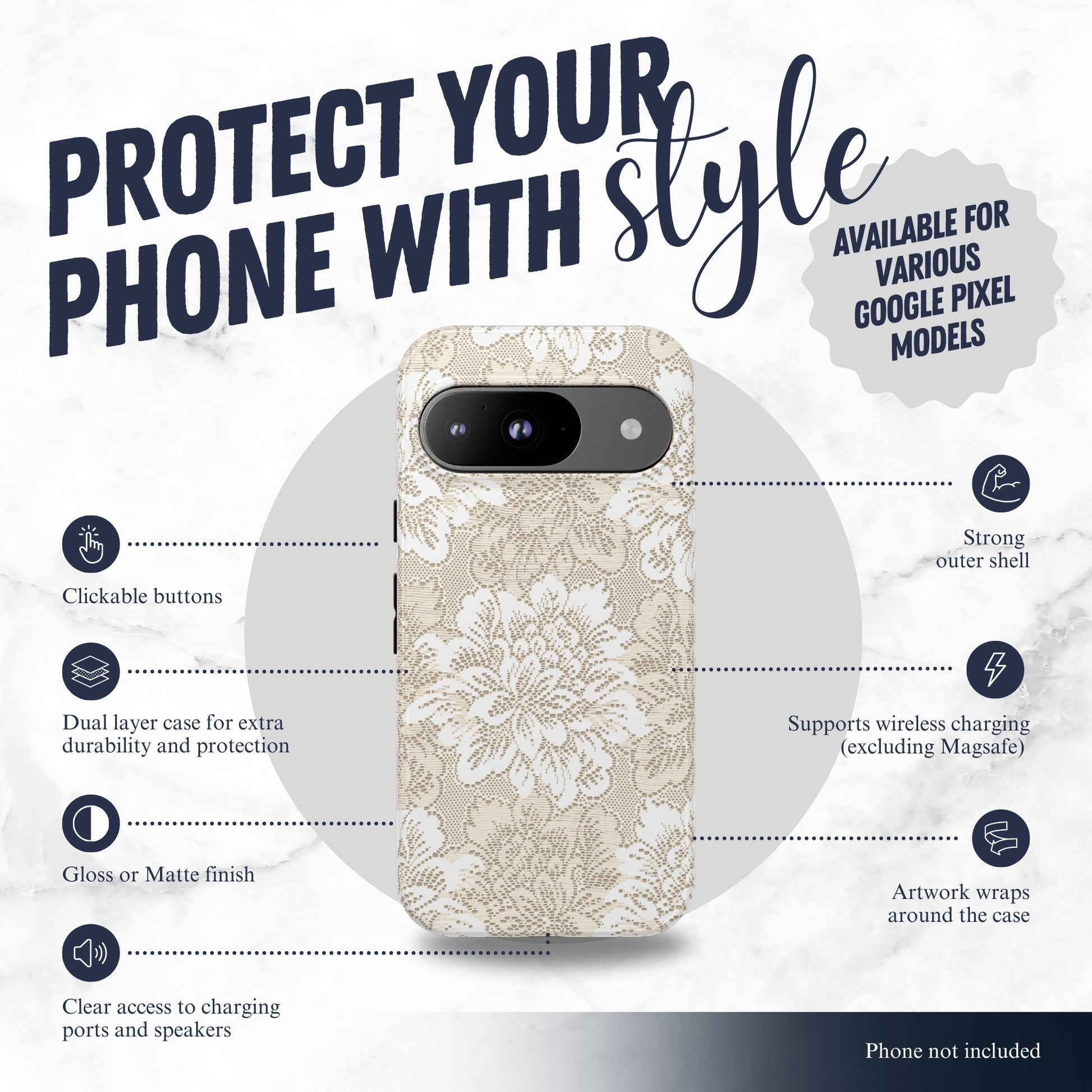 Keepsake Lace - Google Pixel Case Phone Case-aesthetic phone case-shockproof phone case-cute phone case-designer phone case-elegant phone case-luxury phone case-phone accessories-fashion accessory