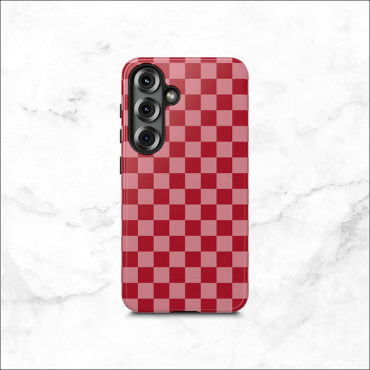 Crimson Check - Samsung Galaxy Case Phone Case-aesthetic phone case-shockproof phone case-cute phone case-designer phone case-elegant phone case-luxury phone case-phone accessories-fashion accessory