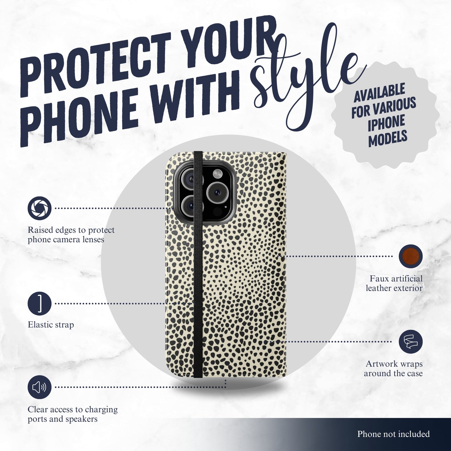 Vanilla Mocha - iPhone Flip Case Wallet, Leather Folio Case Phone Case-aesthetic phone case-shockproof phone case-cute phone case-designer phone case-elegant phone case-luxury phone case-phone accessories-fashion accessory