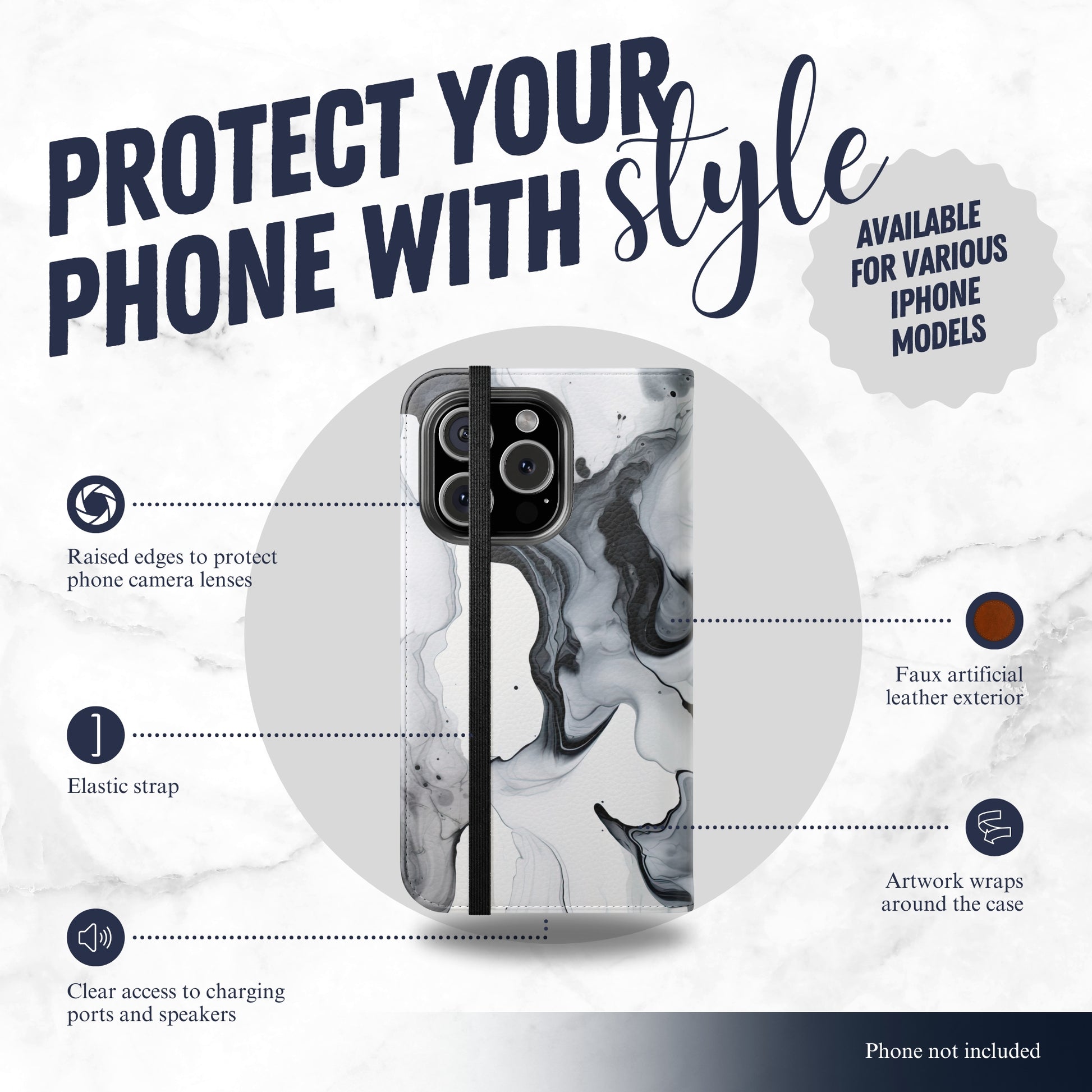 Cascade - iPhone Flip Case Wallet, Leather Folio Case Phone Case-aesthetic phone case-shockproof phone case-cute phone case-designer phone case-elegant phone case-luxury phone case-phone accessories-fashion accessory