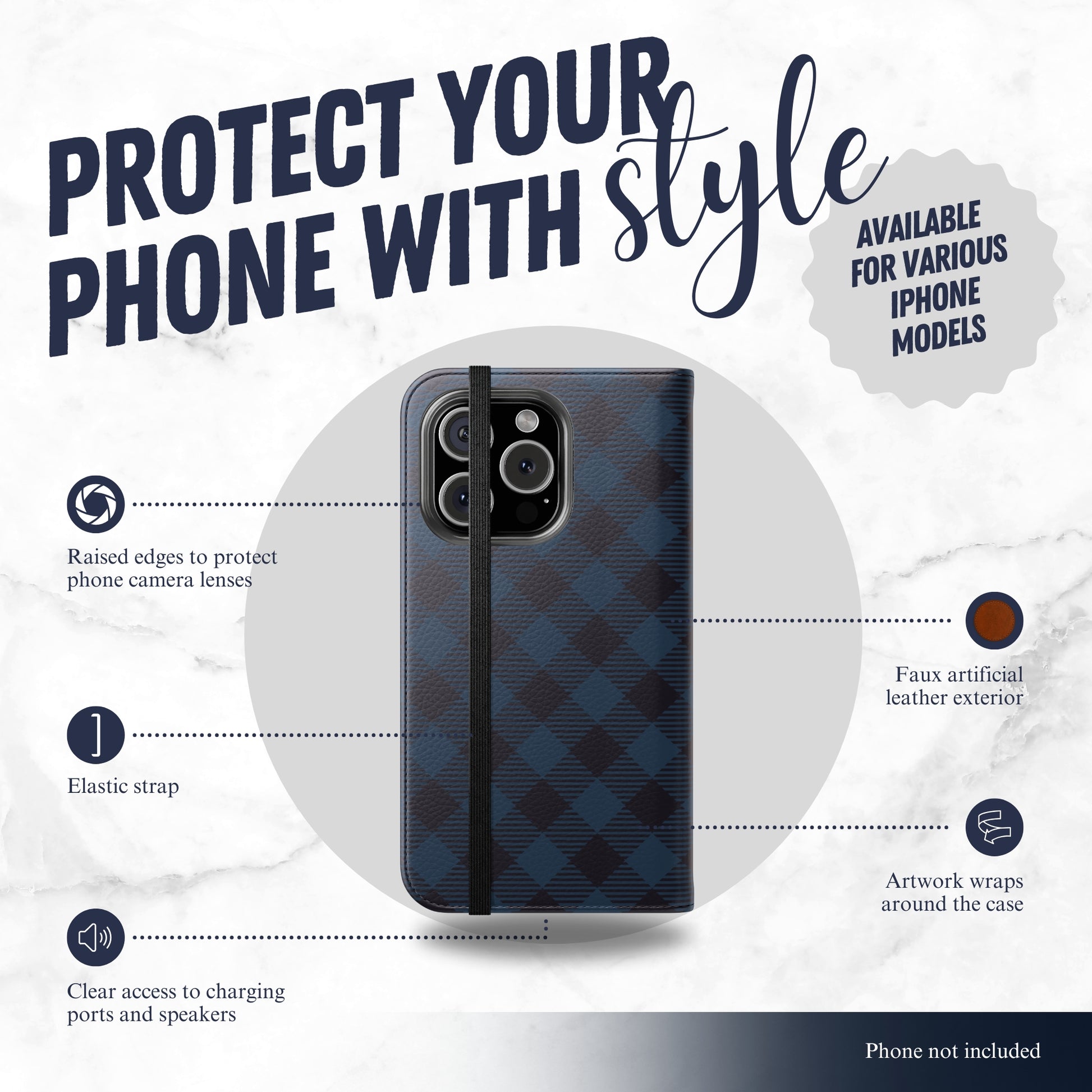 Denim Jeans - iPhone Flip Case Wallet, Leather Folio Case Phone Case-aesthetic phone case-shockproof phone case-cute phone case-designer phone case-elegant phone case-luxury phone case-phone accessories-fashion accessory