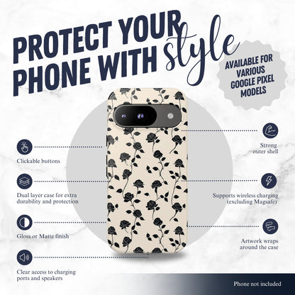 Ghost Rose - Google Pixel Case Phone Case-aesthetic phone case-shockproof phone case-cute phone case-designer phone case-elegant phone case-luxury phone case-phone accessories-fashion accessory