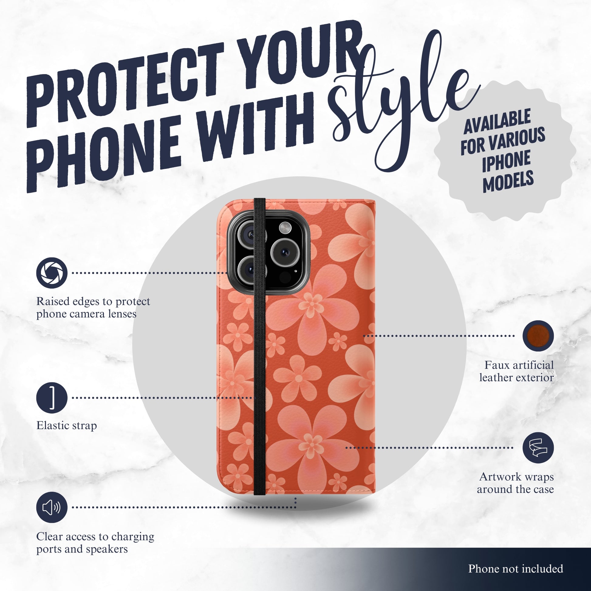 Heatwave - iPhone Flip Case Wallet, Leather Folio Case Phone Case-aesthetic phone case-shockproof phone case-cute phone case-designer phone case-elegant phone case-luxury phone case-phone accessories-fashion accessory