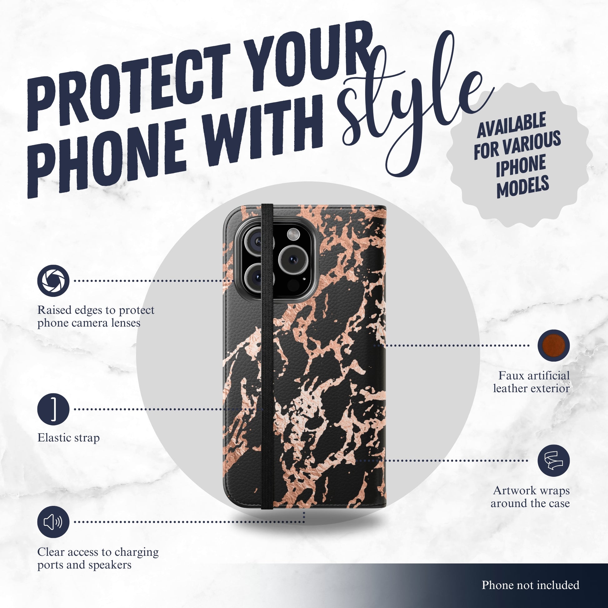 Molten Luxe - iPhone Flip Case Wallet, Leather Folio Case Phone Case-aesthetic phone case-shockproof phone case-cute phone case-designer phone case-elegant phone case-luxury phone case-phone accessories-fashion accessory