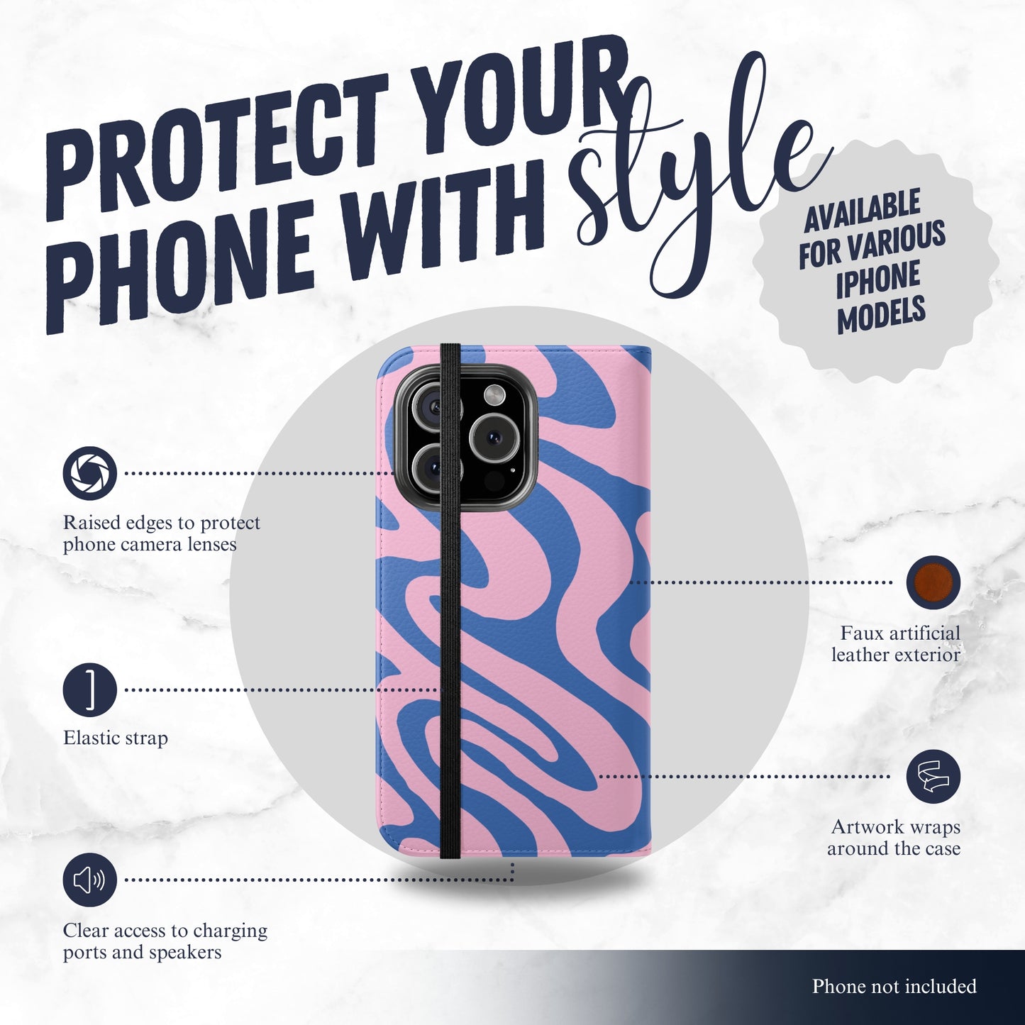Vibe Check - iPhone Flip Case Wallet, Leather Folio Case Phone Case-aesthetic phone case-shockproof phone case-cute phone case-designer phone case-elegant phone case-luxury phone case-phone accessories-fashion accessory