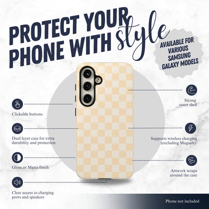 Tan Check - Samsung Galaxy Case Phone Case-aesthetic phone case-shockproof phone case-cute phone case-designer phone case-elegant phone case-luxury phone case-phone accessories-fashion accessory