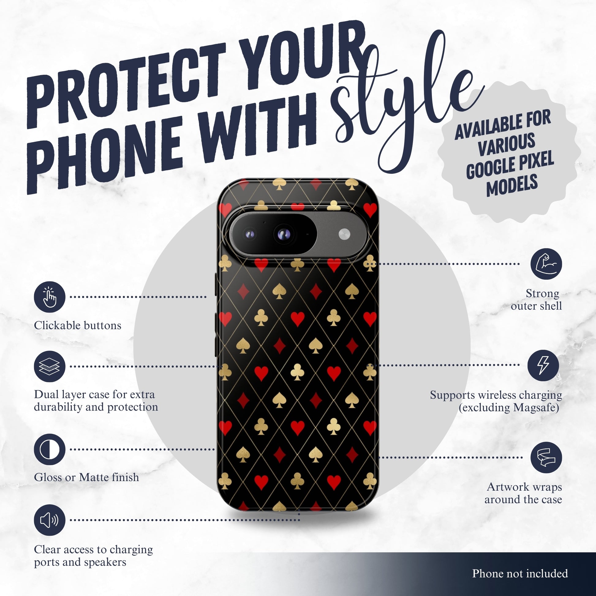 Royal Flush - Google Pixel Case Phone Case-aesthetic phone case-shockproof phone case-cute phone case-designer phone case-elegant phone case-luxury phone case-phone accessories-fashion accessory