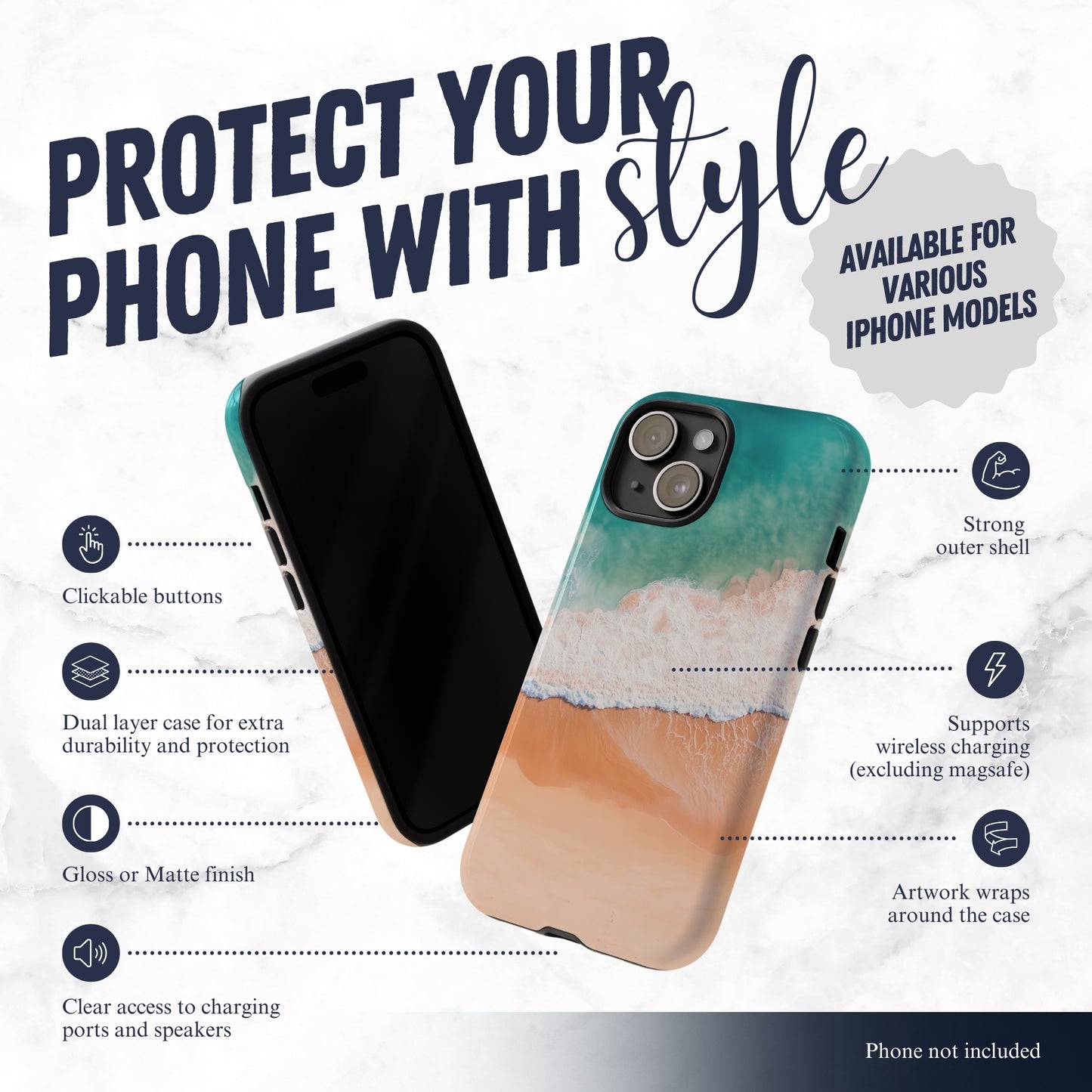 Tide - iPhone Case Phone Case-aesthetic phone case-shockproof phone case-cute phone case-designer phone case-elegant phone case-luxury phone case-phone accessories-fashion accessory