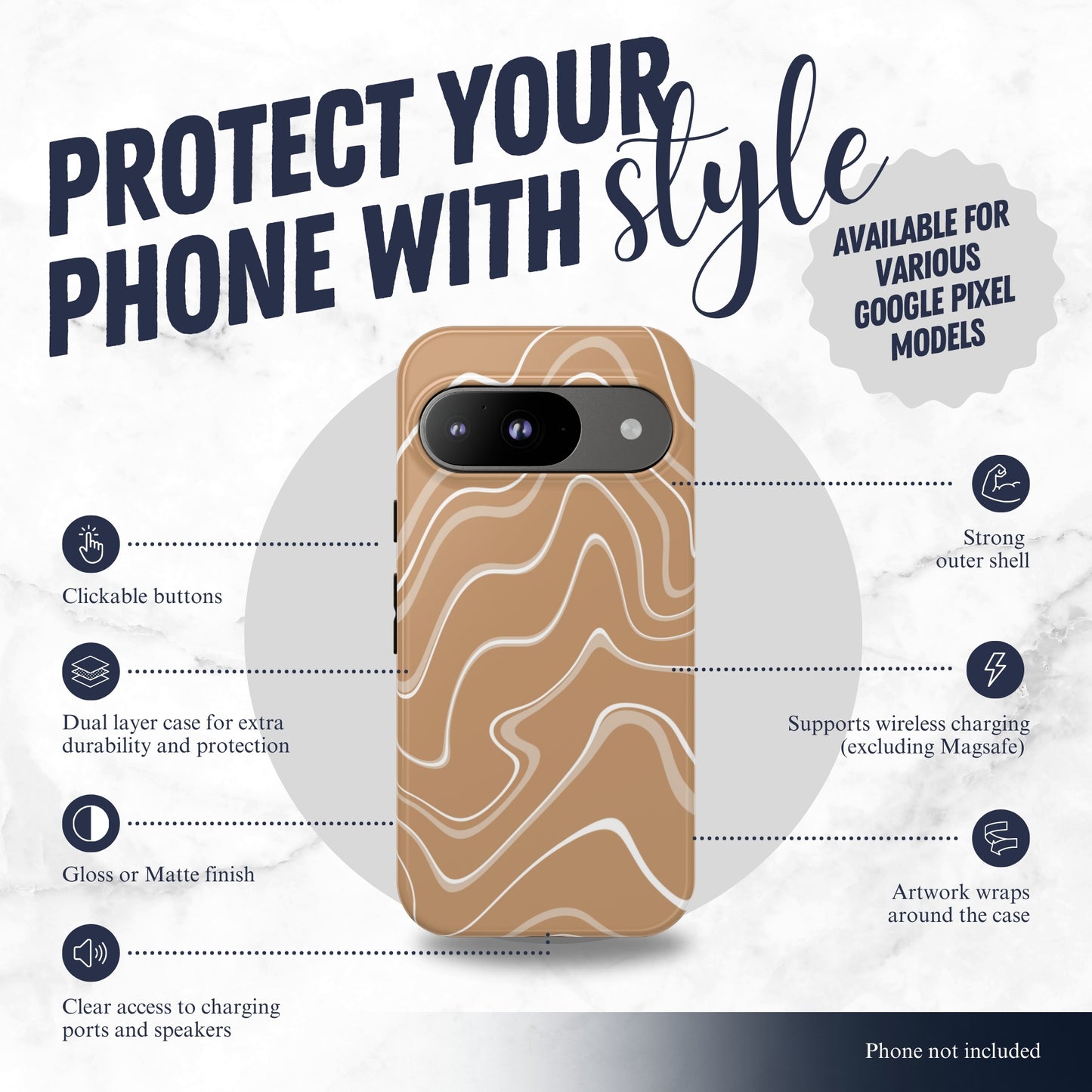 Toffee Twirl - Google Pixel Case Phone Case-aesthetic phone case-shockproof phone case-cute phone case-designer phone case-elegant phone case-luxury phone case-phone accessories-fashion accessory
