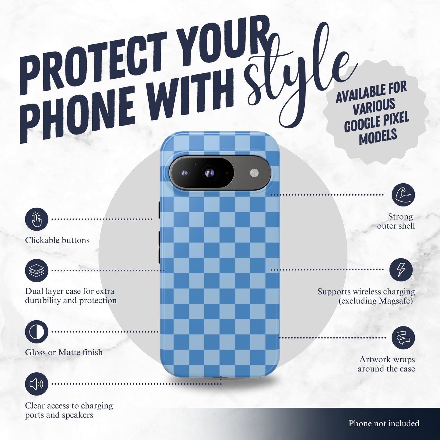 Coastal Check - Google Pixel Case Phone Case-aesthetic phone case-shockproof phone case-cute phone case-designer phone case-elegant phone case-luxury phone case-phone accessories-fashion accessory