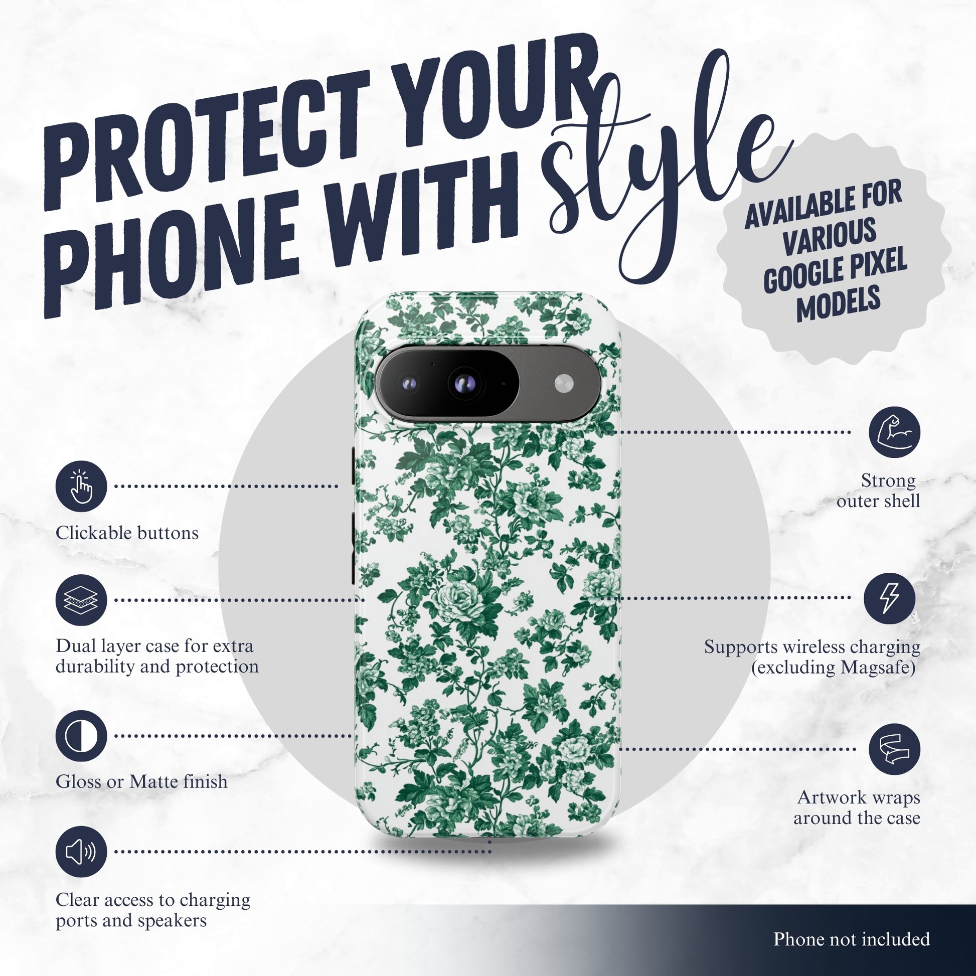 Moss Toile - Google Pixel Case Phone Case-aesthetic phone case-shockproof phone case-cute phone case-designer phone case-elegant phone case-luxury phone case-phone accessories-fashion accessory