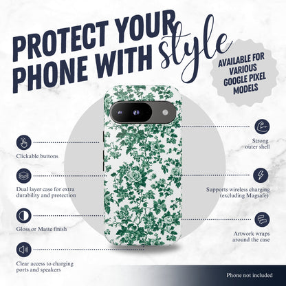 Moss Toile - Google Pixel Case Phone Case-aesthetic phone case-shockproof phone case-cute phone case-designer phone case-elegant phone case-luxury phone case-phone accessories-fashion accessory
