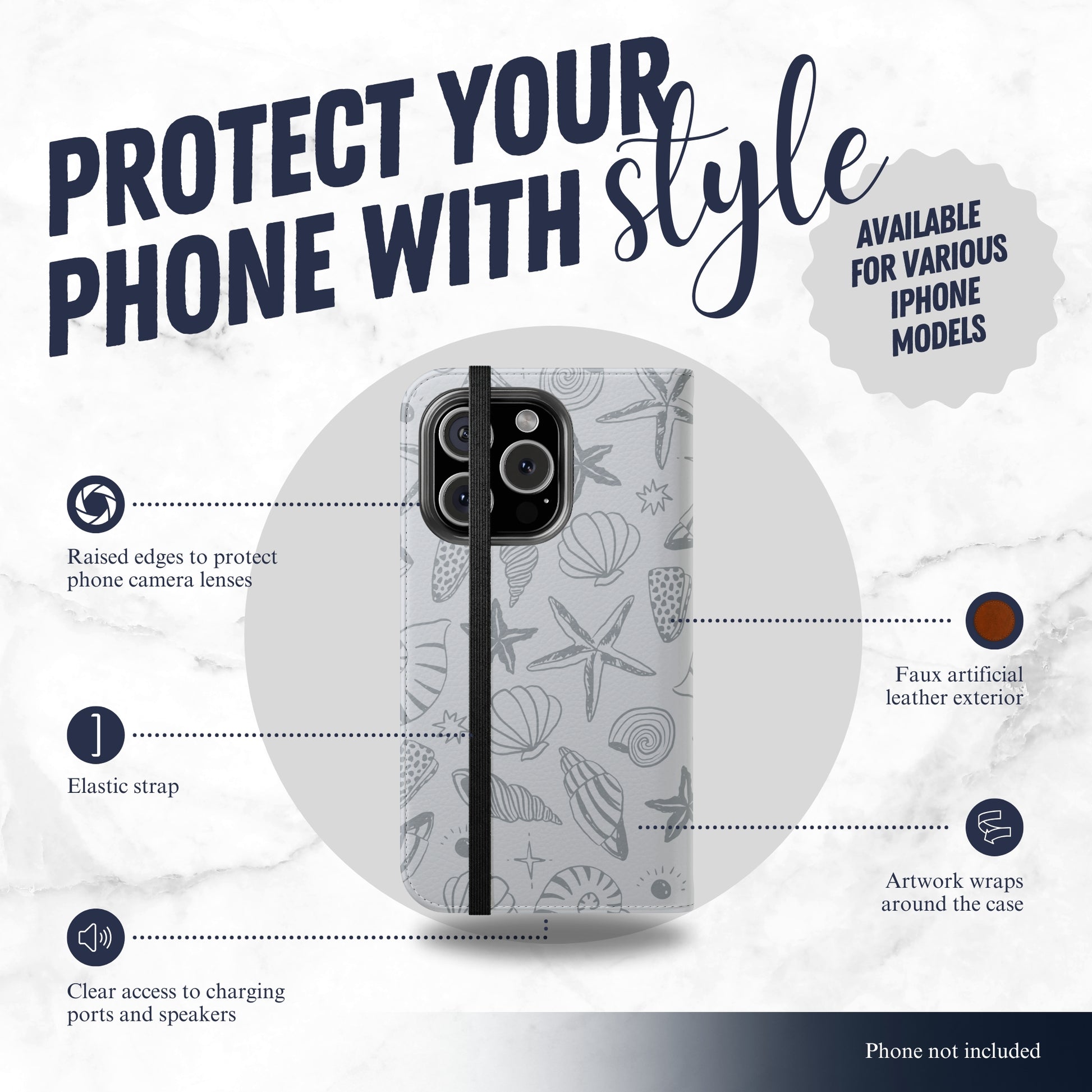 Washed Away - iPhone Flip Case Wallet, Leather Folio Case Phone Case-aesthetic phone case-shockproof phone case-cute phone case-designer phone case-elegant phone case-luxury phone case-phone accessories-fashion accessory