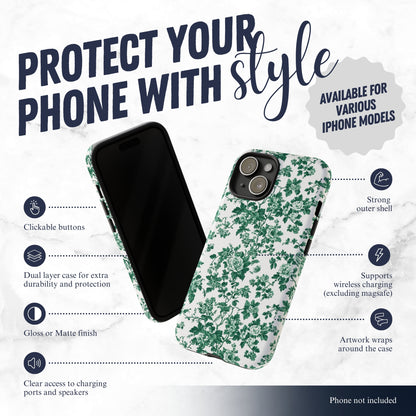 Moss Toile - iPhone Case Phone Case-aesthetic phone case-shockproof phone case-cute phone case-designer phone case-elegant phone case-luxury phone case-phone accessories-fashion accessory