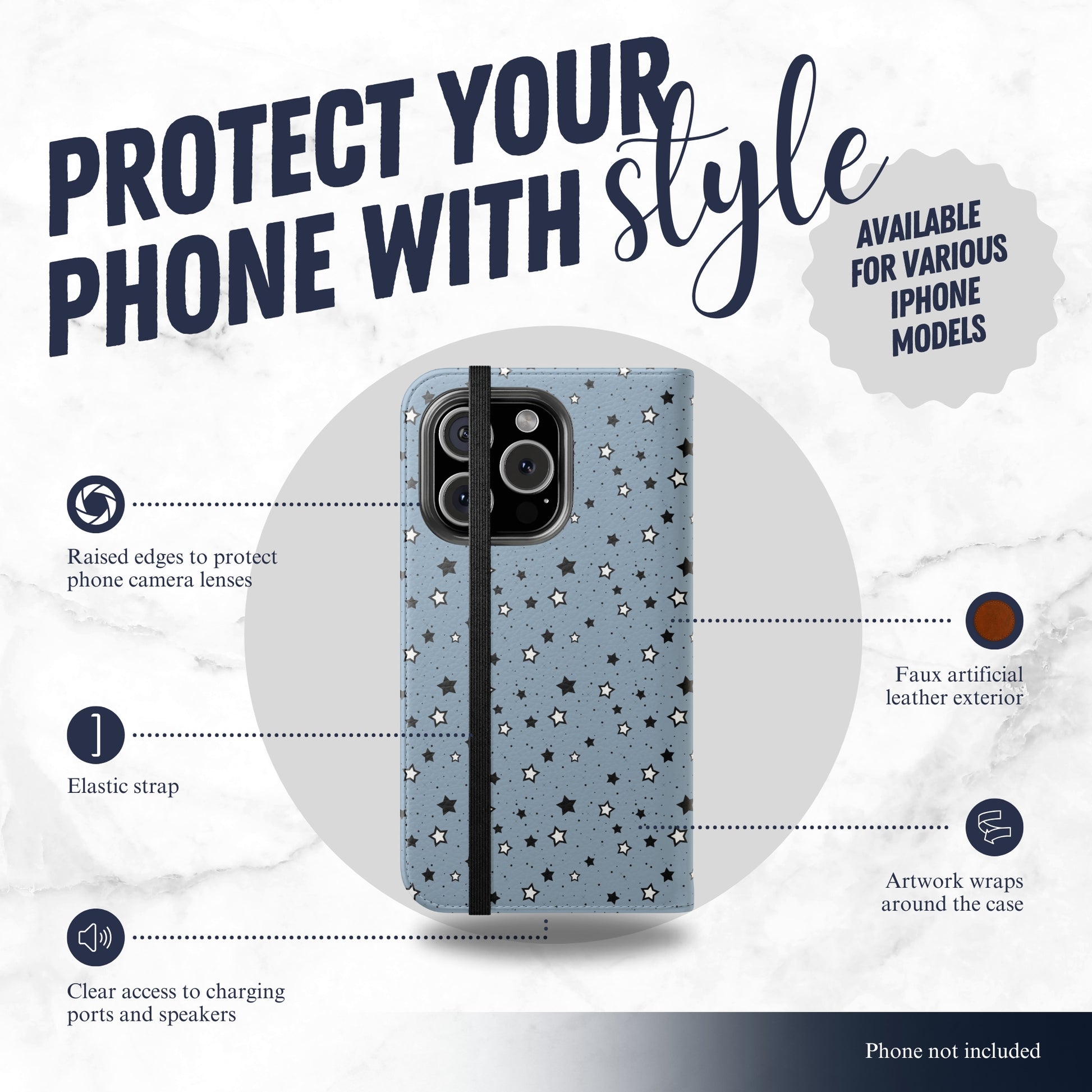 Constellation - iPhone Flip Case Wallet, Leather Folio Case Phone Case-aesthetic phone case-shockproof phone case-cute phone case-designer phone case-elegant phone case-luxury phone case-phone accessories-fashion accessory