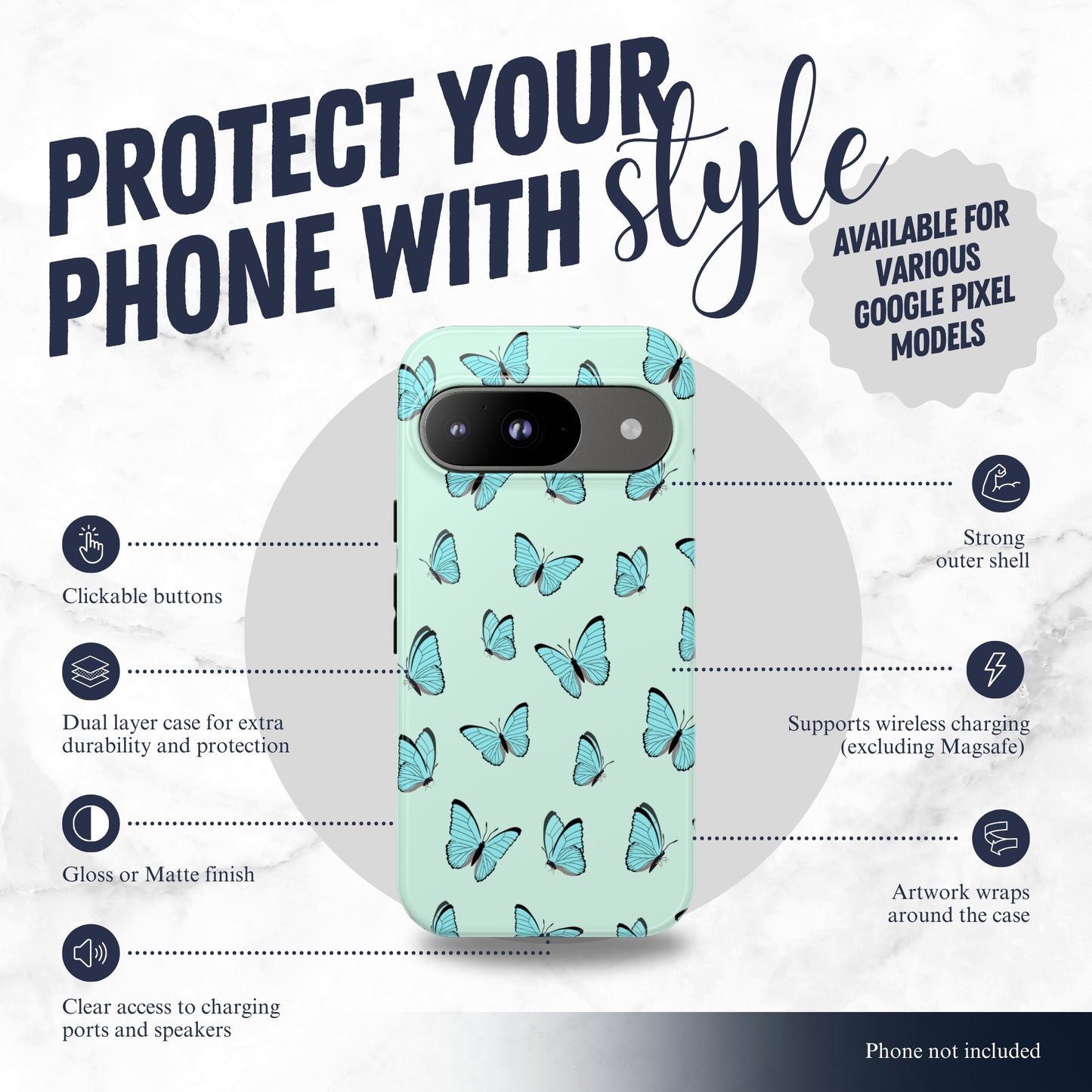 Flutter - Google Pixel Case Phone Case-aesthetic phone case-shockproof phone case-cute phone case-designer phone case-elegant phone case-luxury phone case-phone accessories-fashion accessory