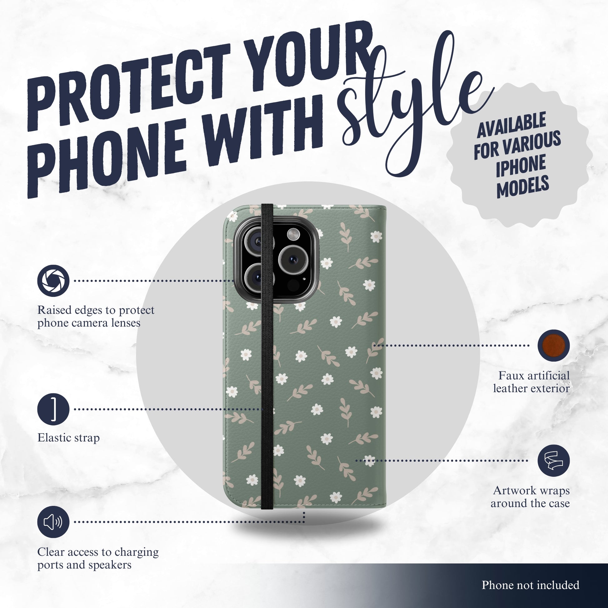 Sage - iPhone Flip Case Wallet, Leather Folio Case Phone Case-aesthetic phone case-shockproof phone case-cute phone case-designer phone case-elegant phone case-luxury phone case-phone accessories-fashion accessory