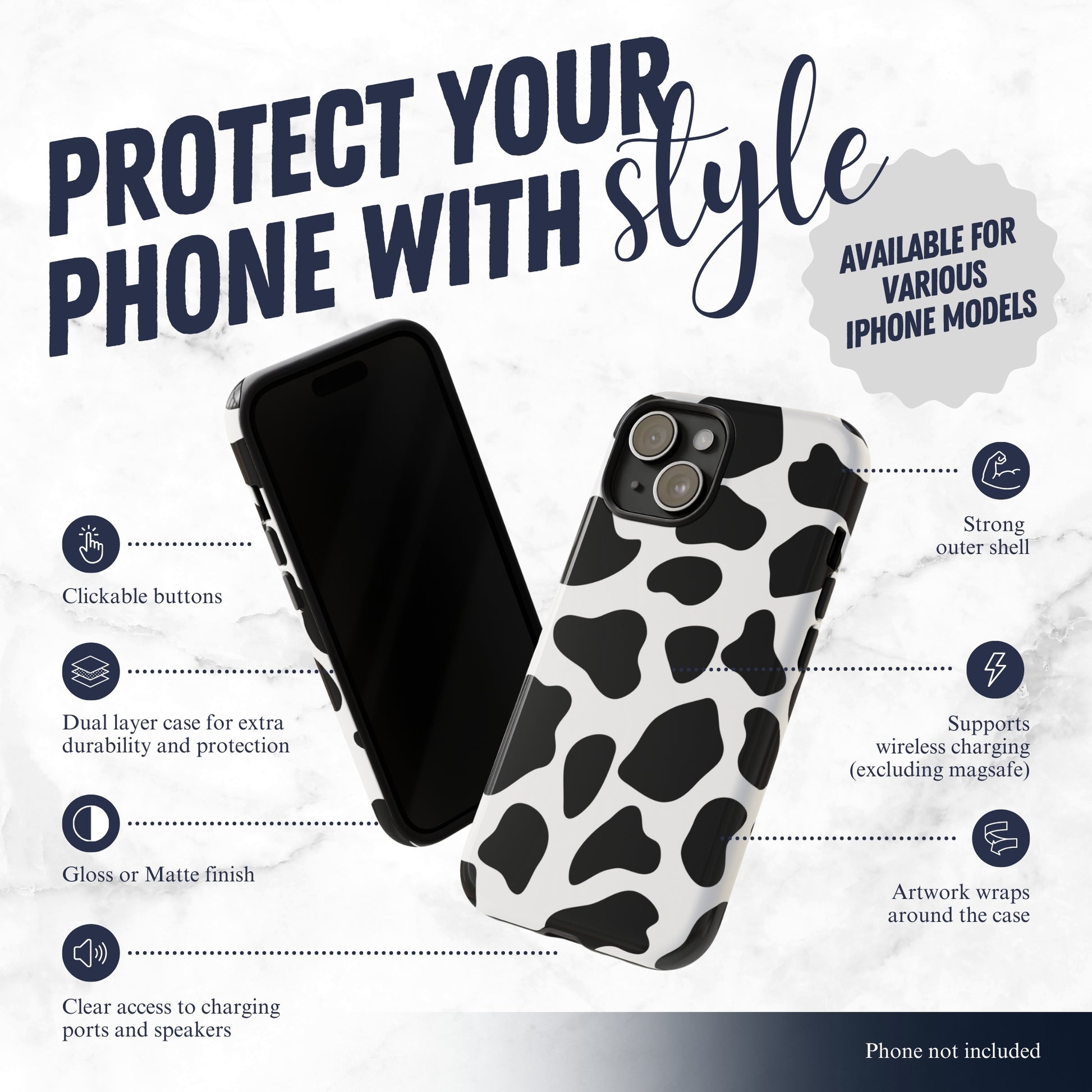 Bovine - iPhone Case Phone Case-aesthetic phone case-shockproof phone case-cute phone case-designer phone case-elegant phone case-luxury phone case-phone accessories-fashion accessory