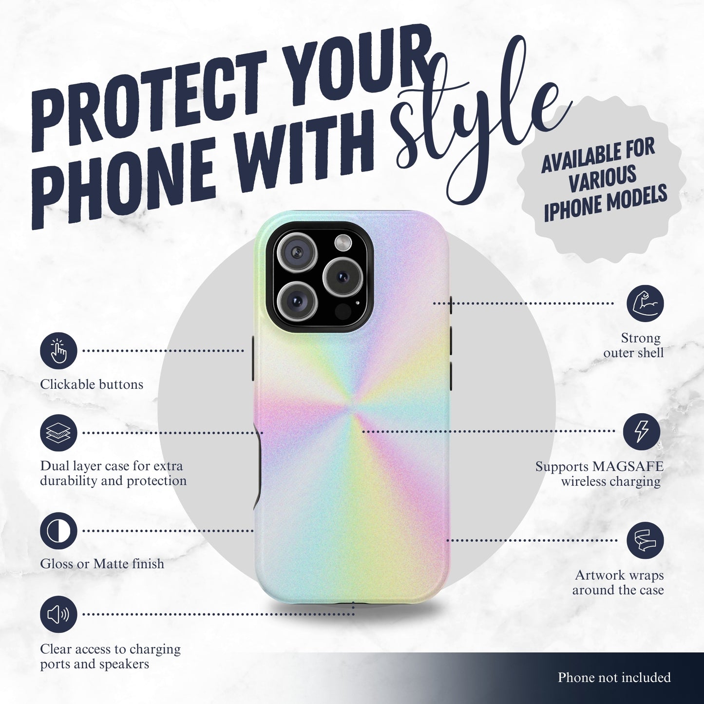 Rainbow Prism - Magsafe iPhone Case Phone Case-aesthetic phone case-shockproof phone case-cute phone case-designer phone case-elegant phone case-luxury phone case-phone accessories-fashion accessory